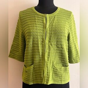 Green Textured Cardigan